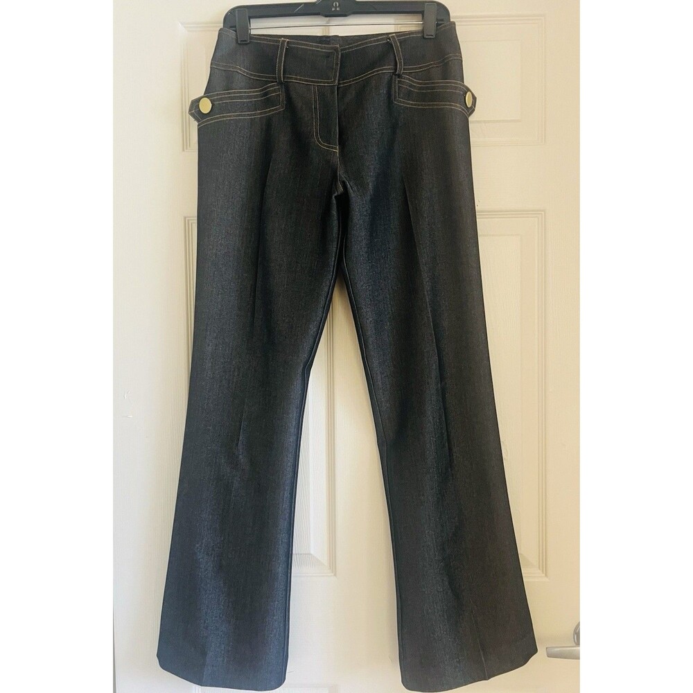 VTG Caché Couture High Rise Sailor Wide Leg Chambray Trouser Pants Sz 10 Y2K EYC
